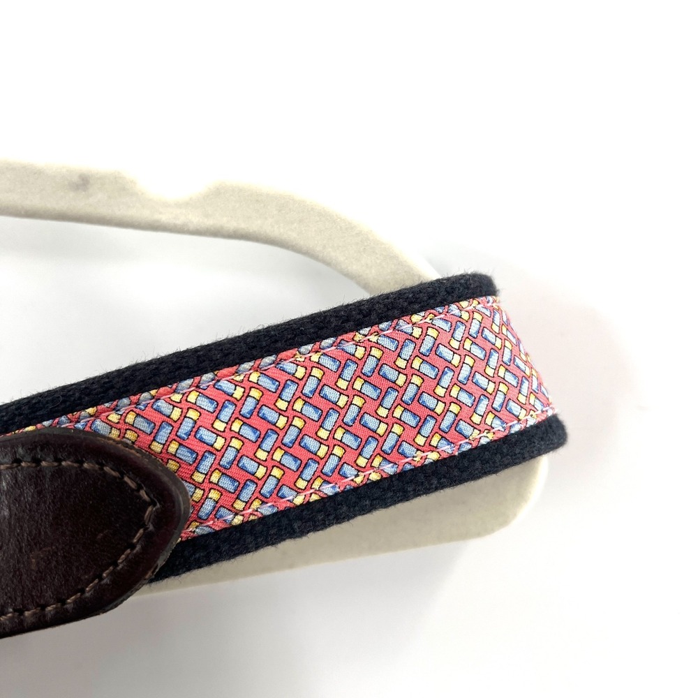 Vineyard Vines leather Pastel abstract woven patterned belt preppy old money 38